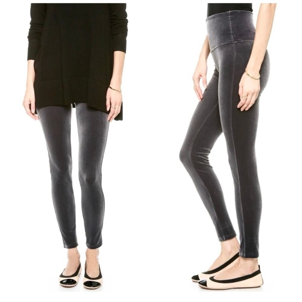 SPANX Ready‎ To Wow Velvet Leggings grey silver chrome size XL